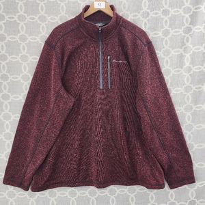 Eddie Bauer Burgundy Mock Neck Fleece Sweatshirt Men's 3XL